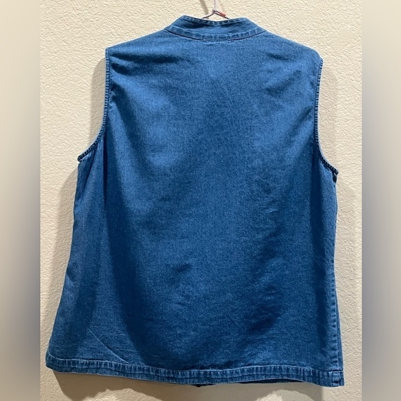 COUNTRY STORE EMBROIDERED FLORAL DENIM VEST SIZE L - Picture 5 of 7